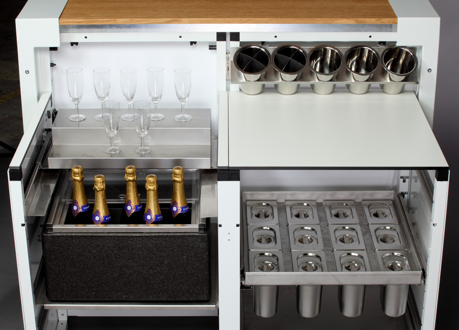 Mobile Sektbar mit Kühlung.