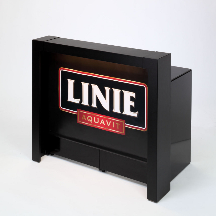kleine Promotiontheke für Spirituosen mit Brandingmöglichkeit.